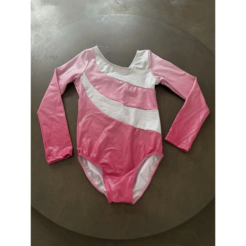 Gymnastic Leotard for Girls Long Sleeve Glitter Rhinestone Dance Ballet Bodysuit